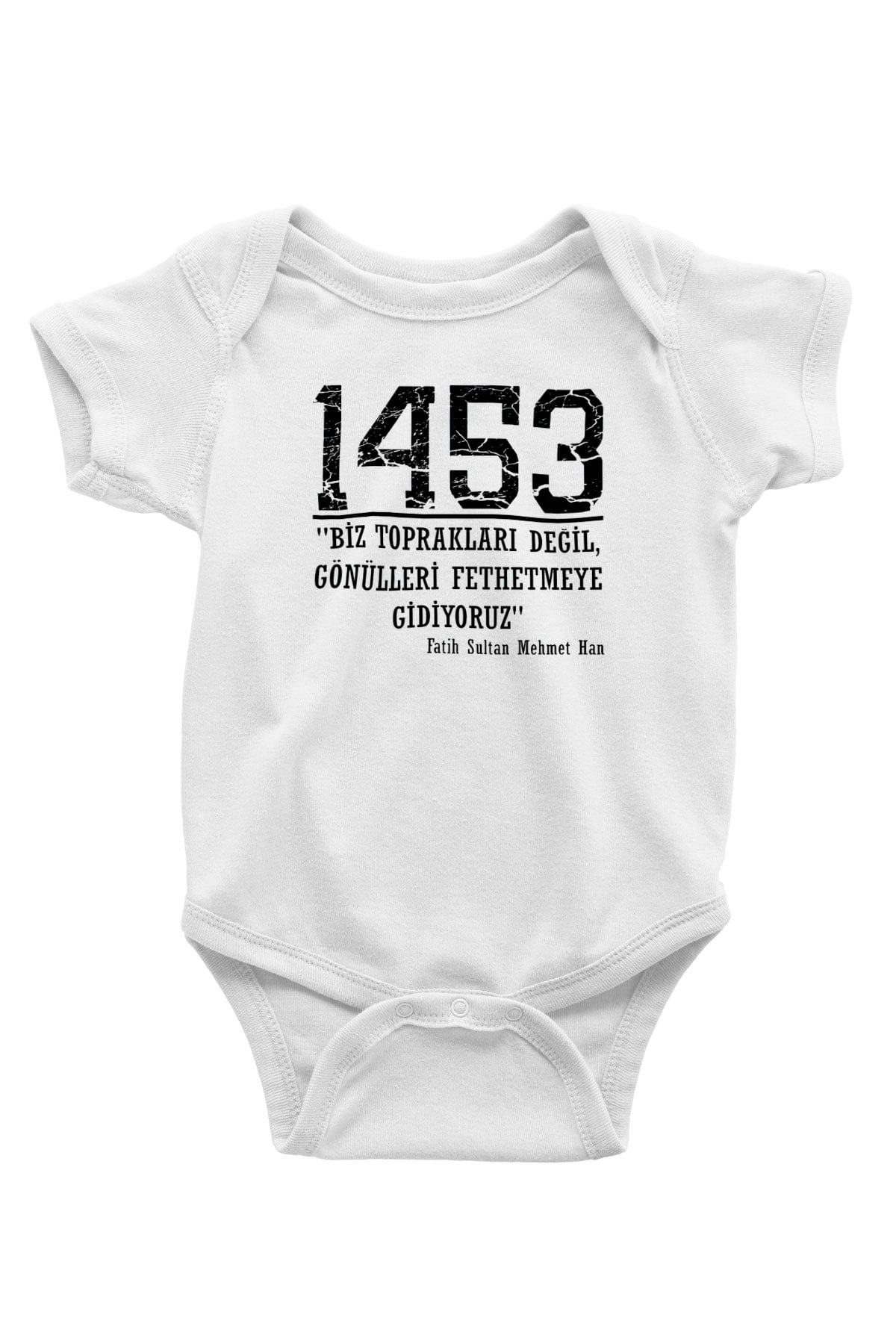 1453 Baskılı Beyaz Unisex Bebek Body - Zıbın