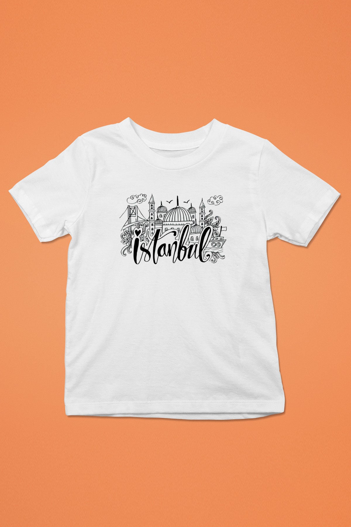 1453 Baskılı Beyaz Unisex Beyaz Çocuk Tişört - Tshirt