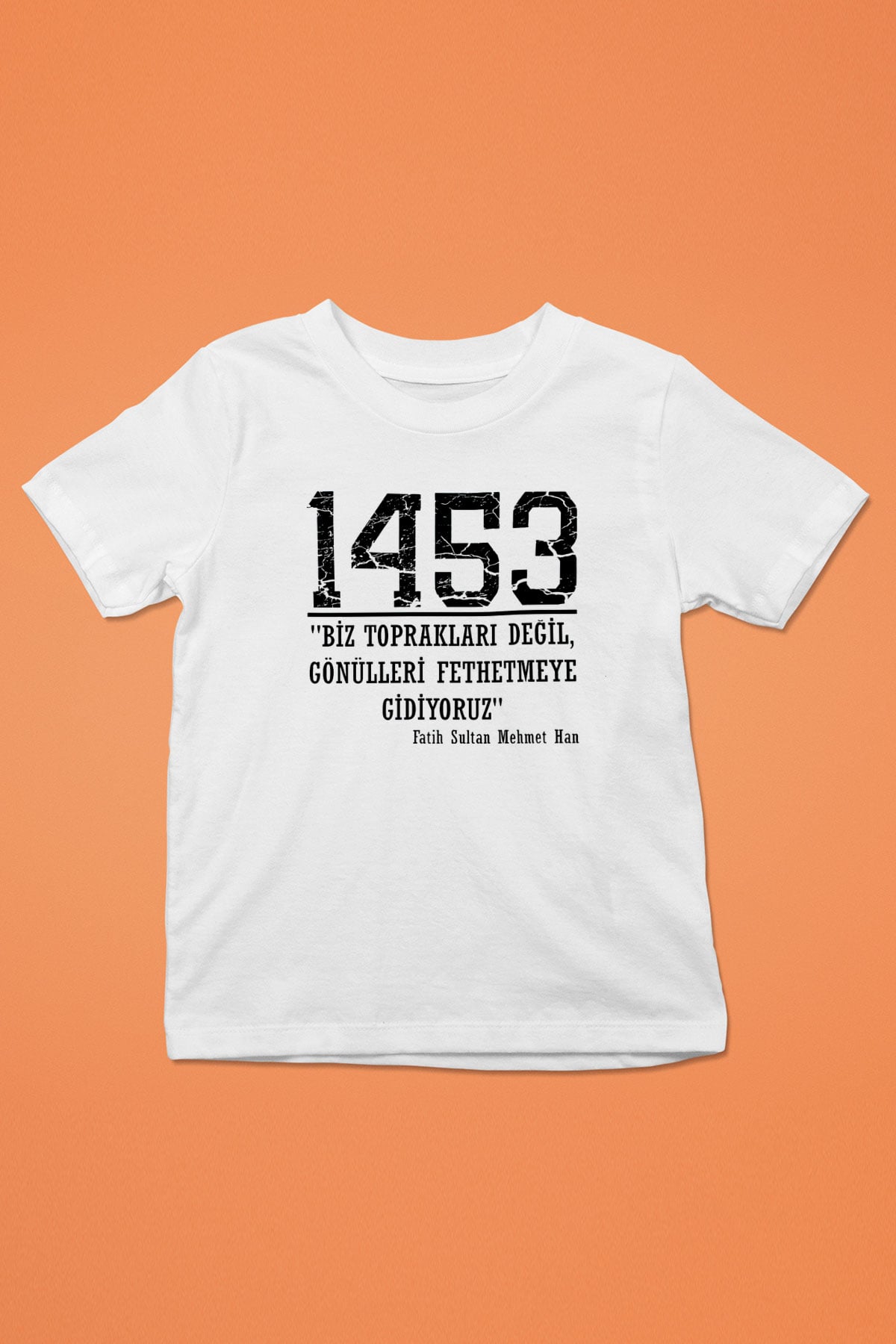 1453 Baskılı Beyaz Unisex Beyaz Çocuk Tişört - Tshirt