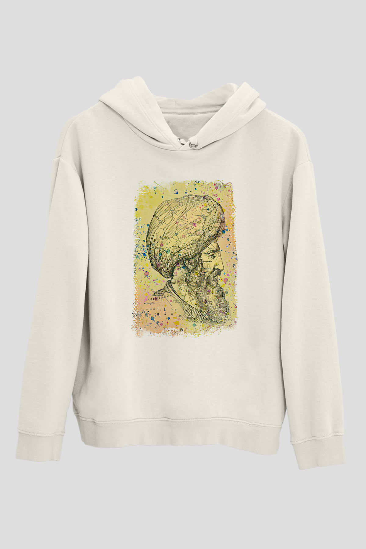 1453 Baskılı Beyaz Unisex Hoodie