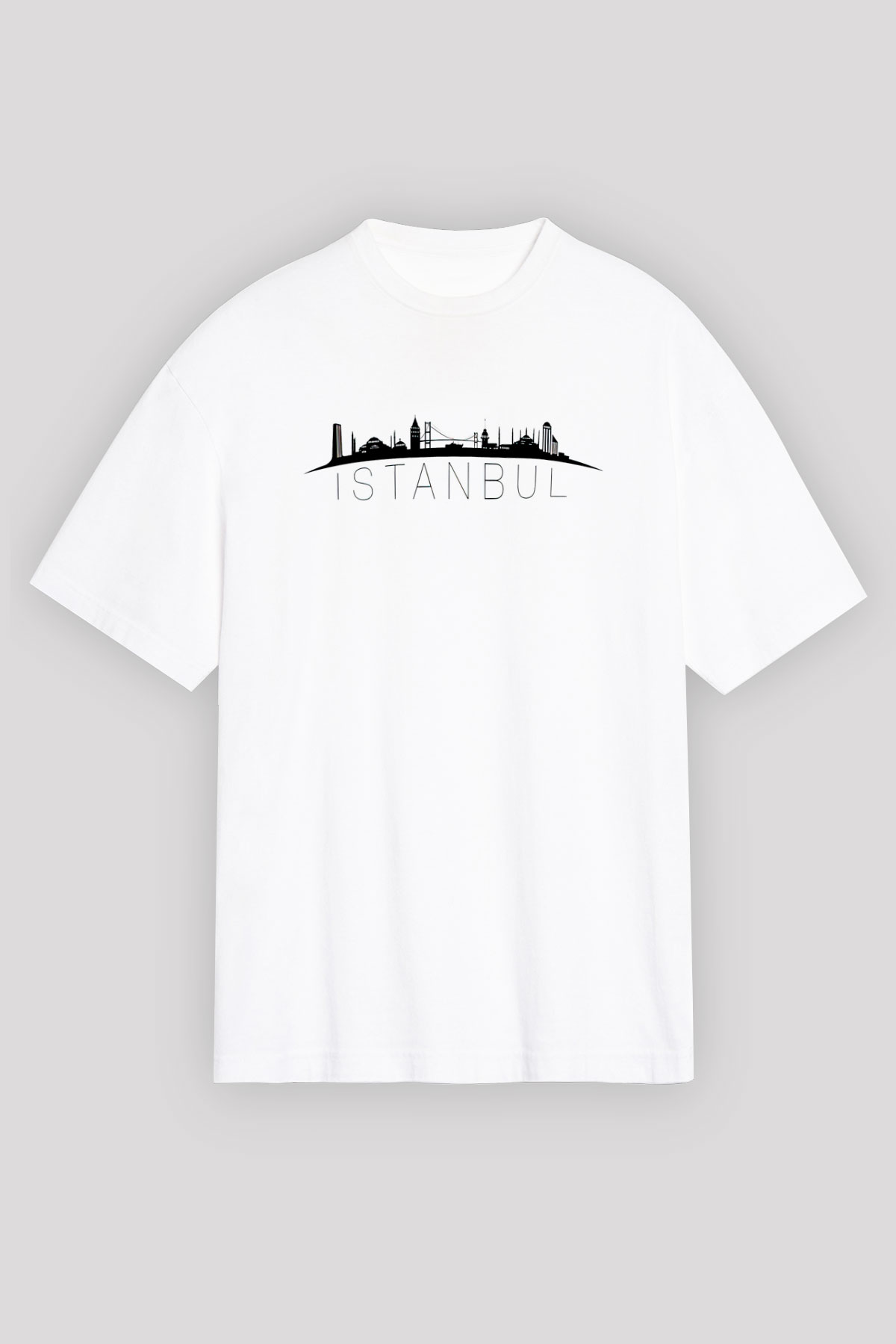1453 Baskılı Beyaz Unisex Oversize Tişört - Tshirt