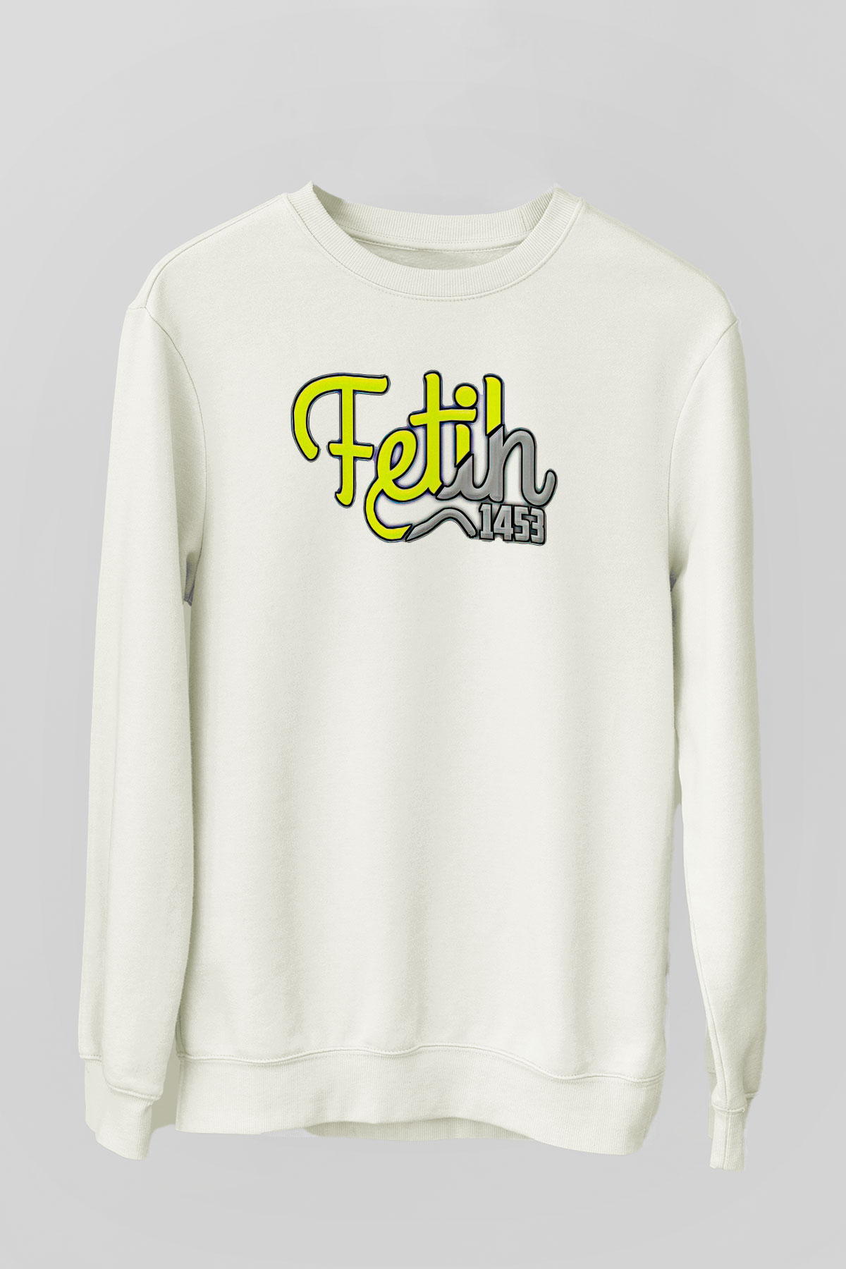 1453 Baskılı Beyaz Unisex Sweatshirt