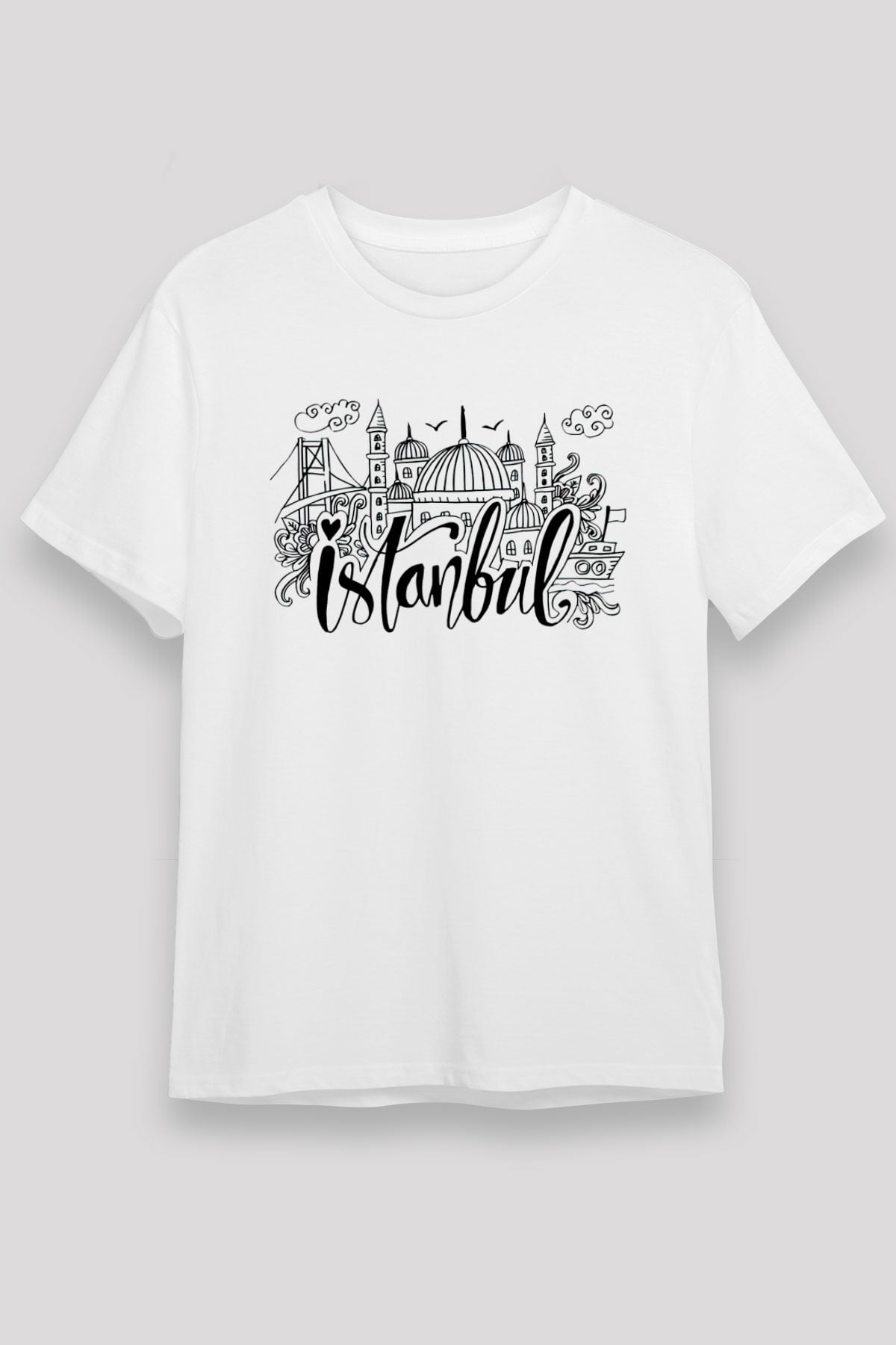 1453 Unisex Baskılı Beyaz Tişört - Tshirt