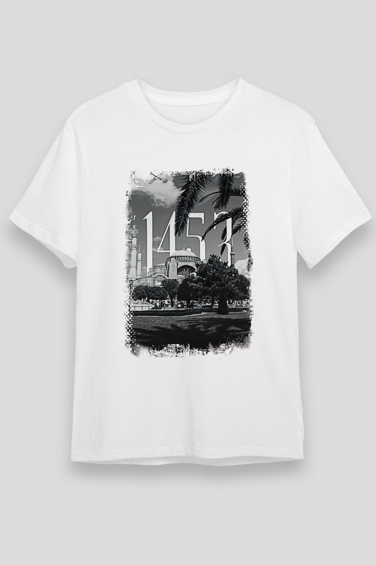 1453 Unisex Baskılı Beyaz Tişört - Tshirt