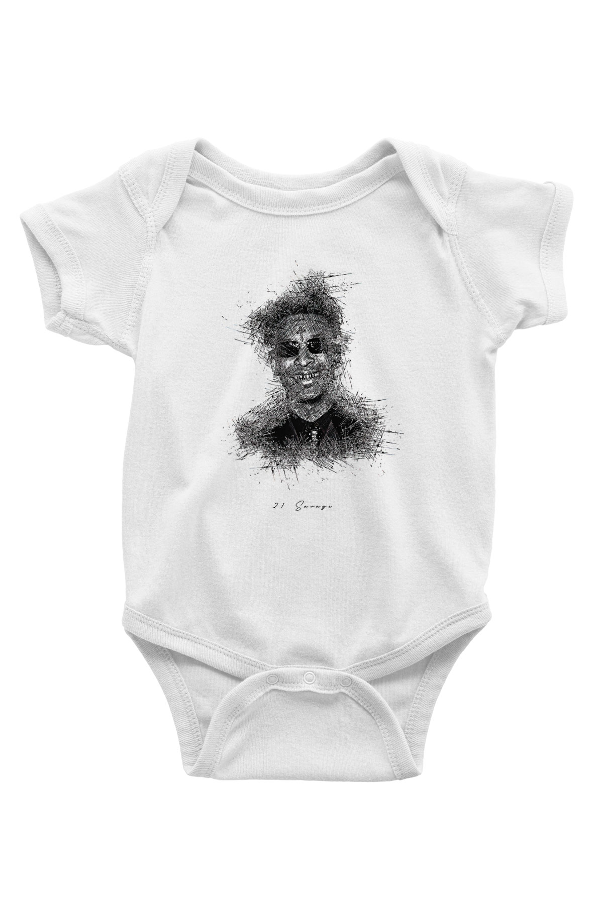 21 Savage Baskılı Beyaz Unisex Bebek Body - Zıbın