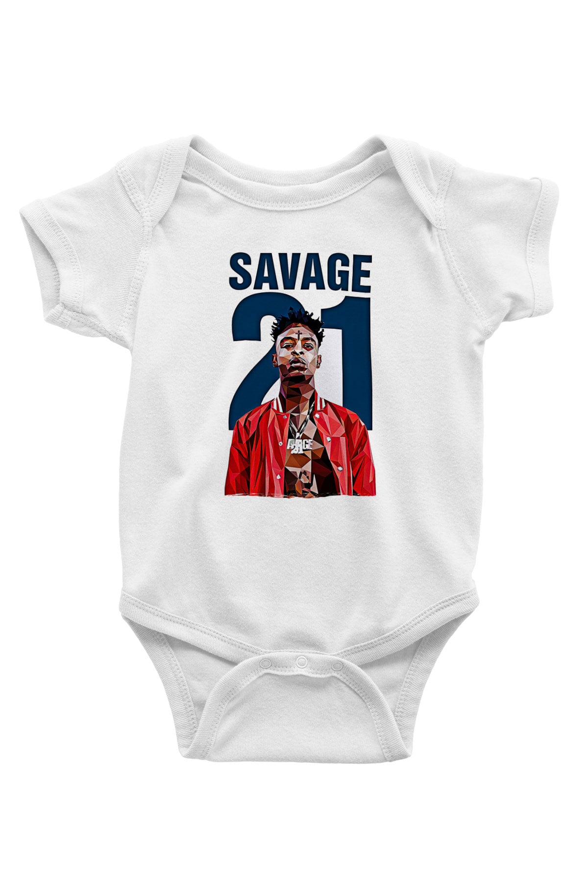 21 Savage Baskılı Beyaz Unisex Bebek Body - Zıbın