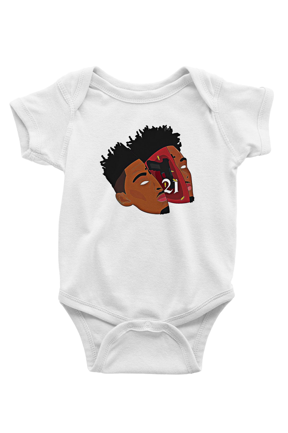 21 Savage Baskılı Beyaz Unisex Bebek Body - Zıbın