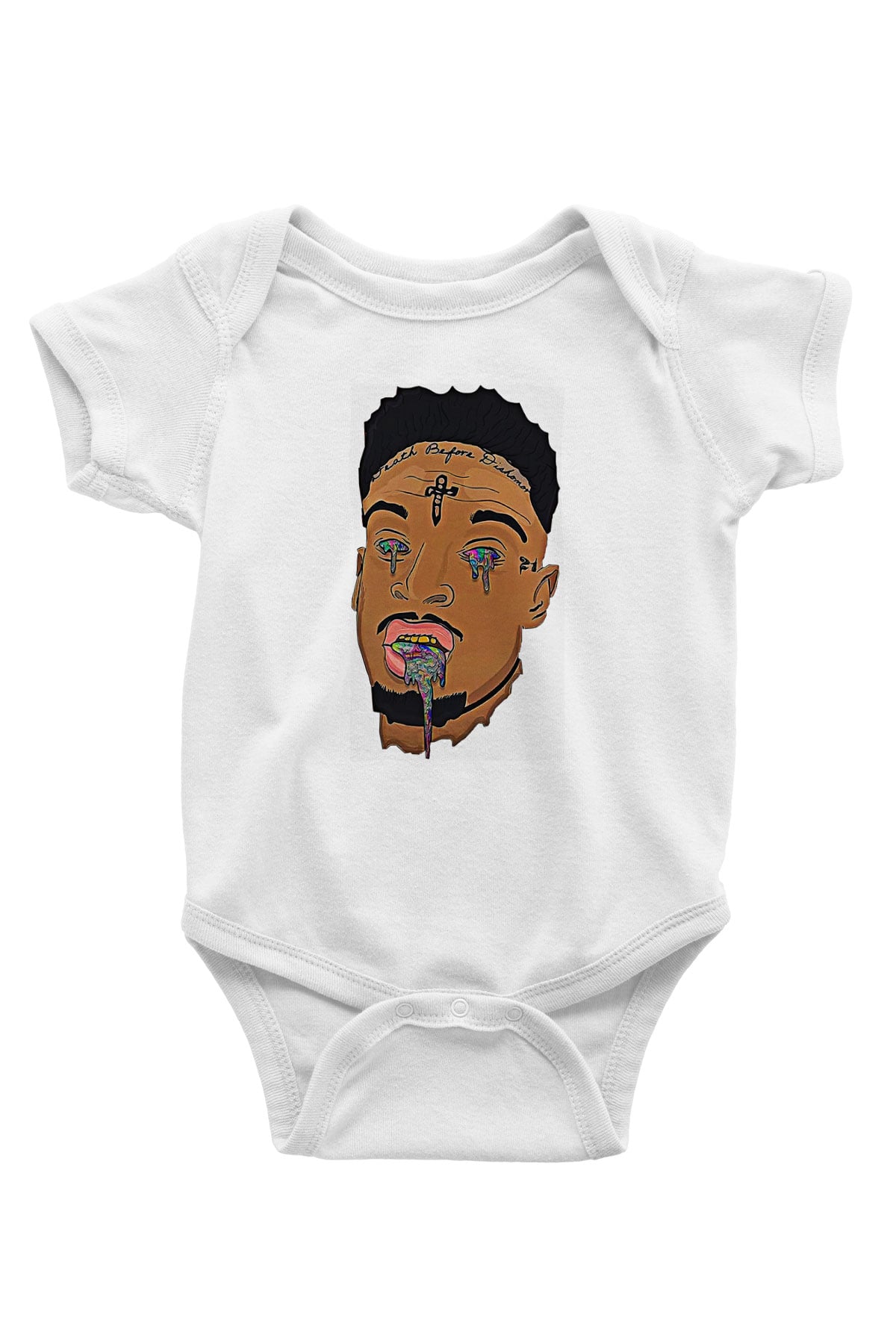 21 Savage Baskılı Beyaz Unisex Bebek Body - Zıbın