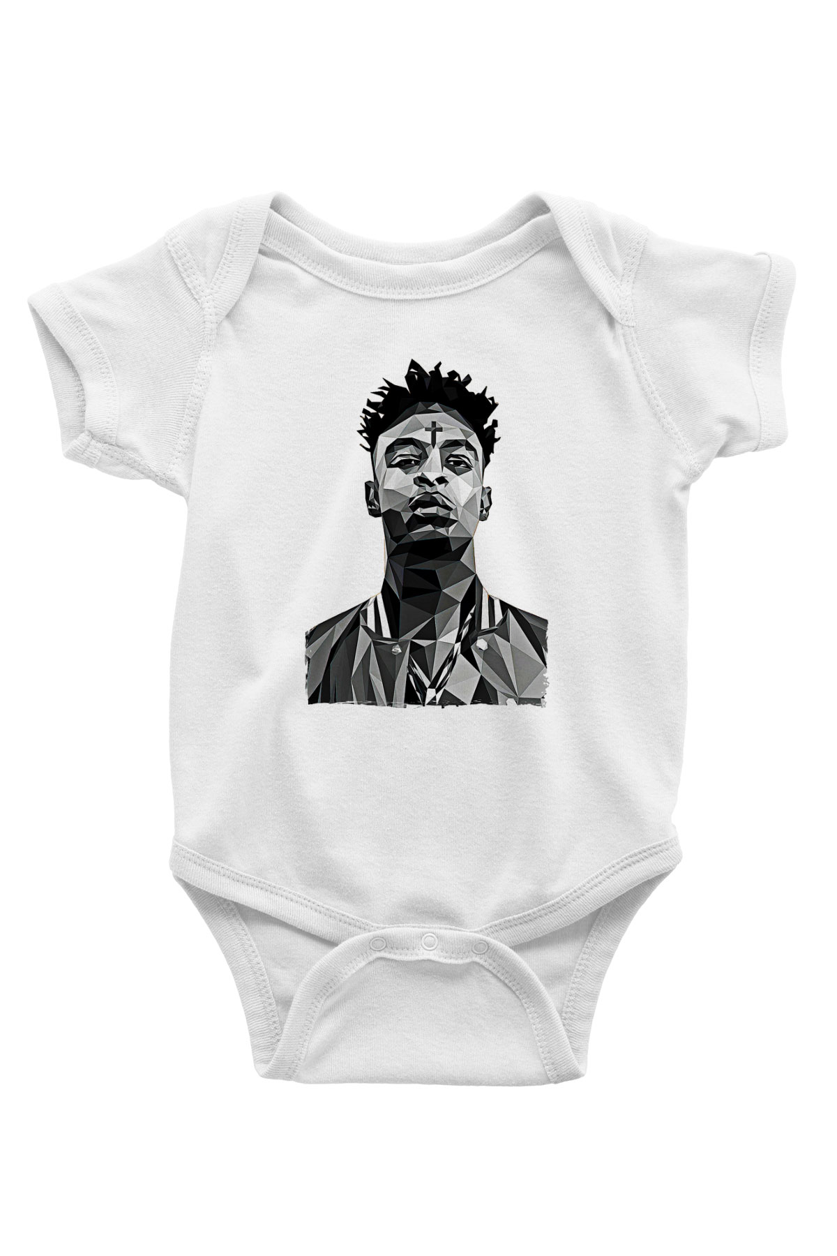 21 Savage Baskılı Beyaz Unisex Bebek Body - Zıbın