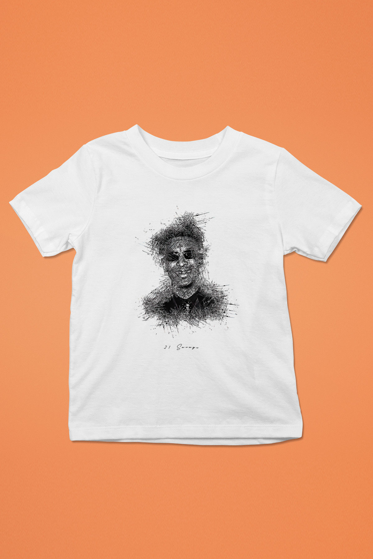 21 Savage Baskılı Beyaz Unisex Beyaz Çocuk Tişört - Tshirt