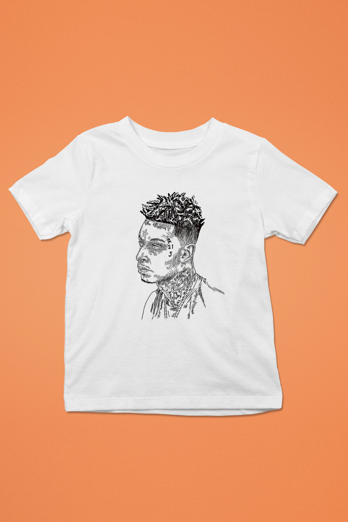 21 Savage Baskılı Beyaz Unisex Beyaz Çocuk Tişört - Tshirt