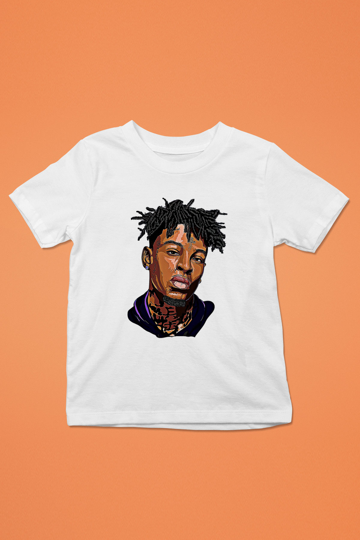 21 Savage Baskılı Beyaz Unisex Beyaz Çocuk Tişört - Tshirt