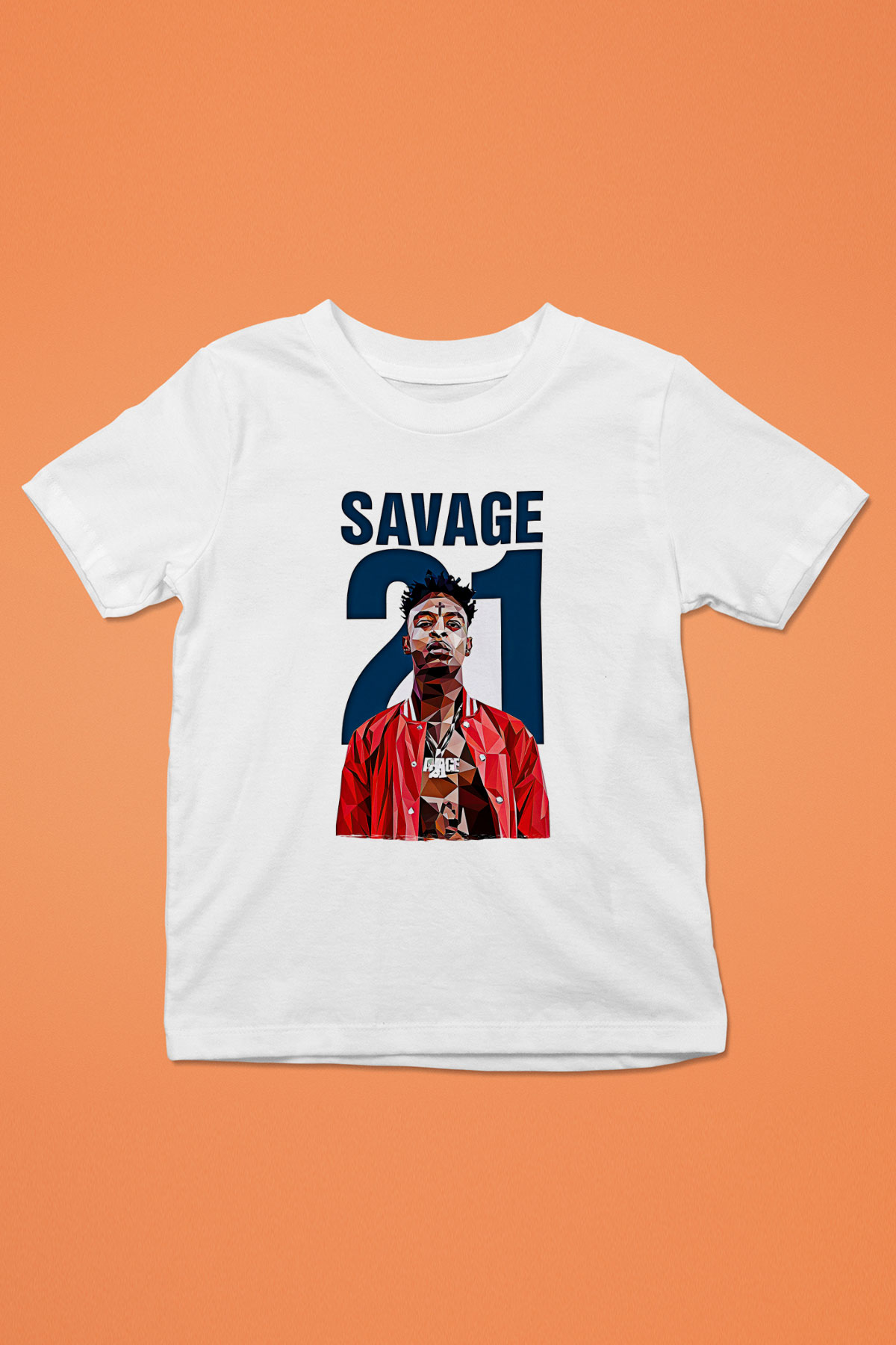 21 Savage Baskılı Beyaz Unisex Beyaz Çocuk Tişört - Tshirt