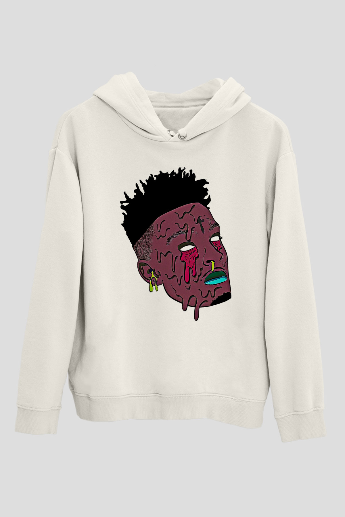 21 Savage Baskılı Beyaz Unisex Kapüşonlu Sweatshirt