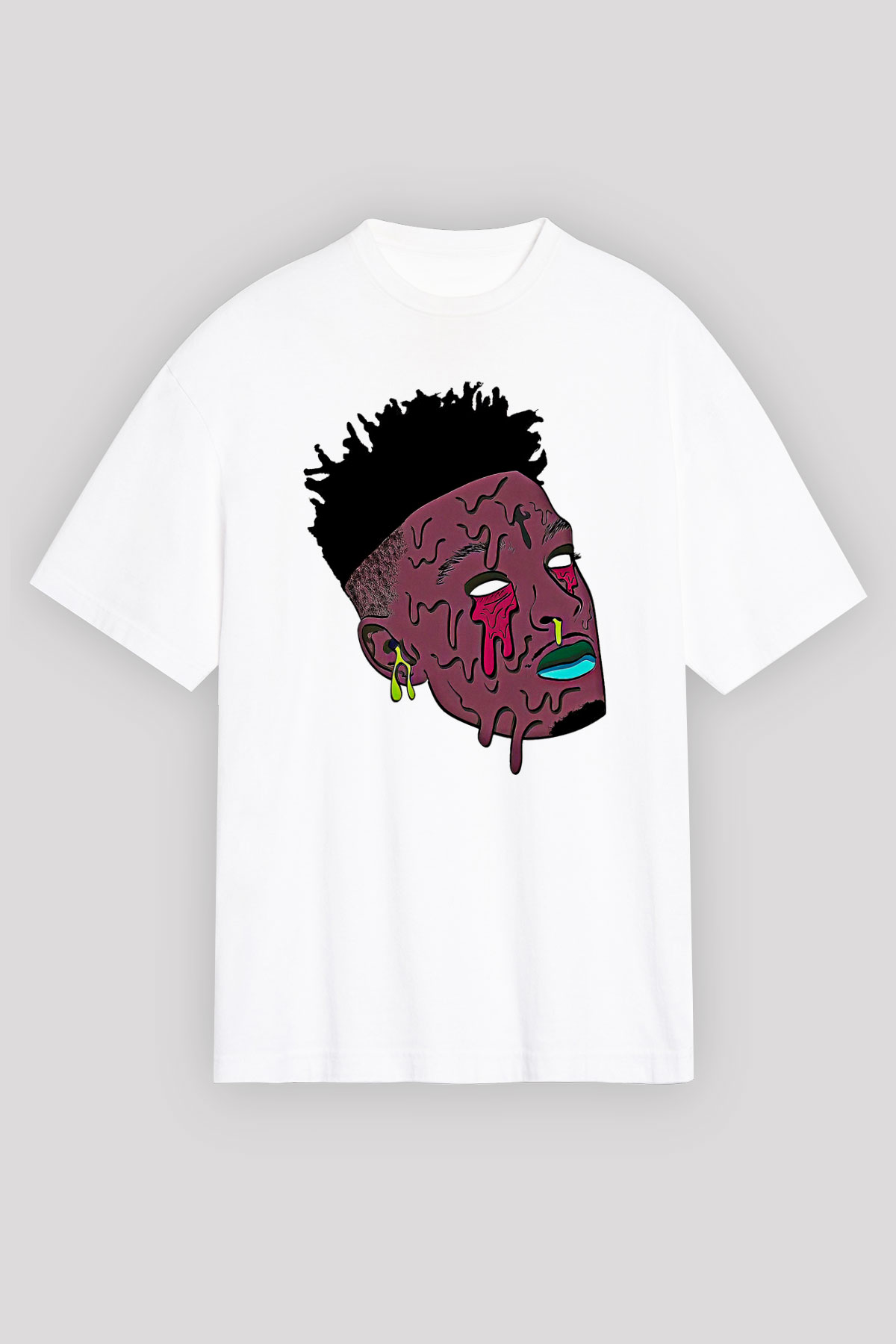 21 Savage Baskılı Beyaz Unisex Oversize Tişört - Tshirt