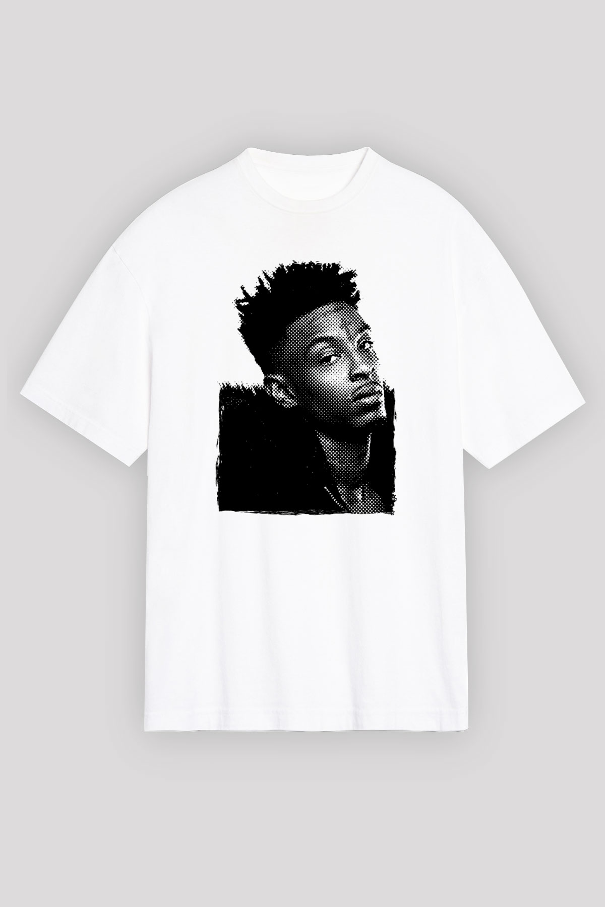 21 Savage Baskılı Beyaz Unisex Oversize Tişört - Tshirt