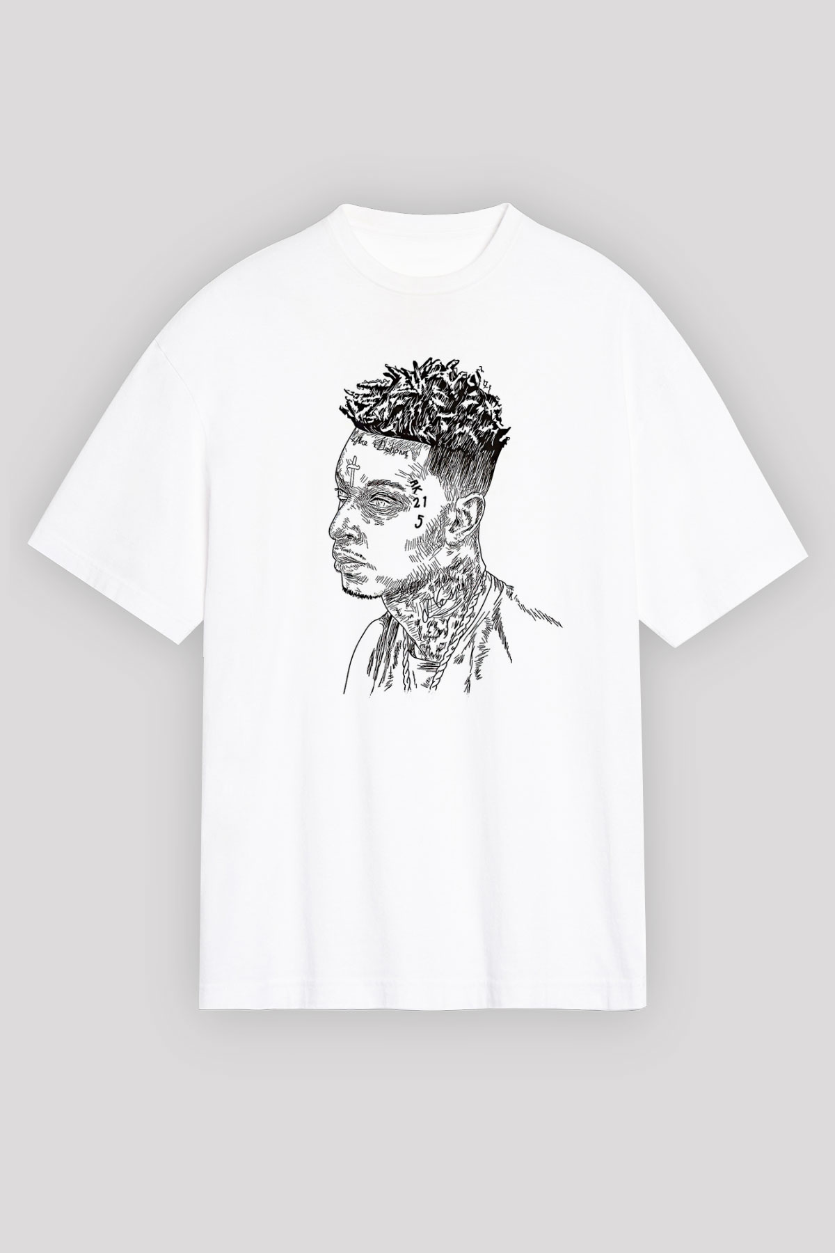 21 Savage Baskılı Beyaz Unisex Oversize Tişört - Tshirt