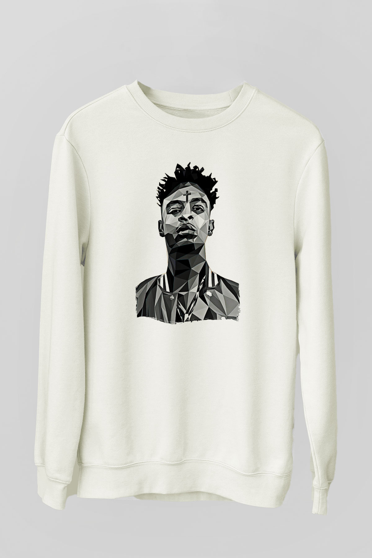21 Savage Baskılı Beyaz Unisex Sweatshirt