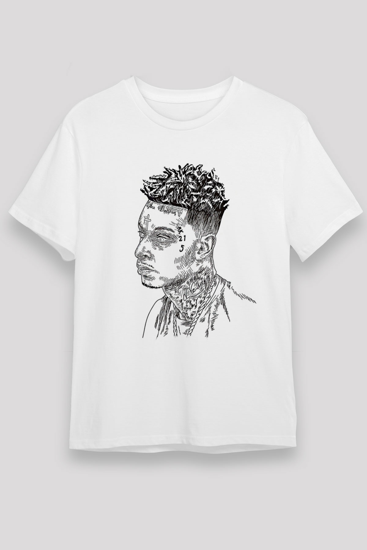 21 Savage Baskılı Unisex Beyaz Tişört - Tshirt