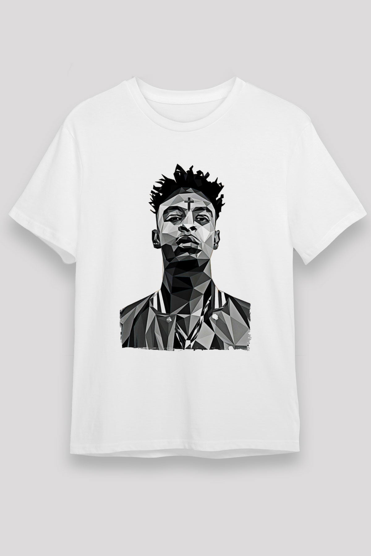 21 Savage Baskılı Unisex Beyaz Tişört - Tshirt