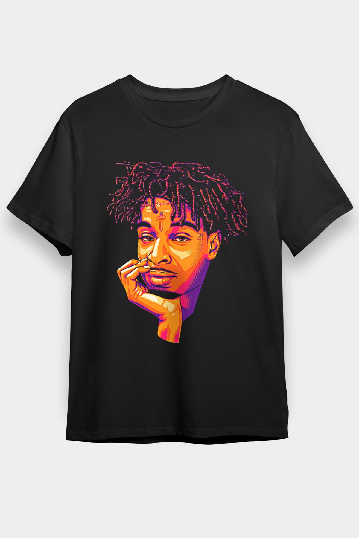 21 Savage Baskılı Unisex Siyah Tişört - Tshirt