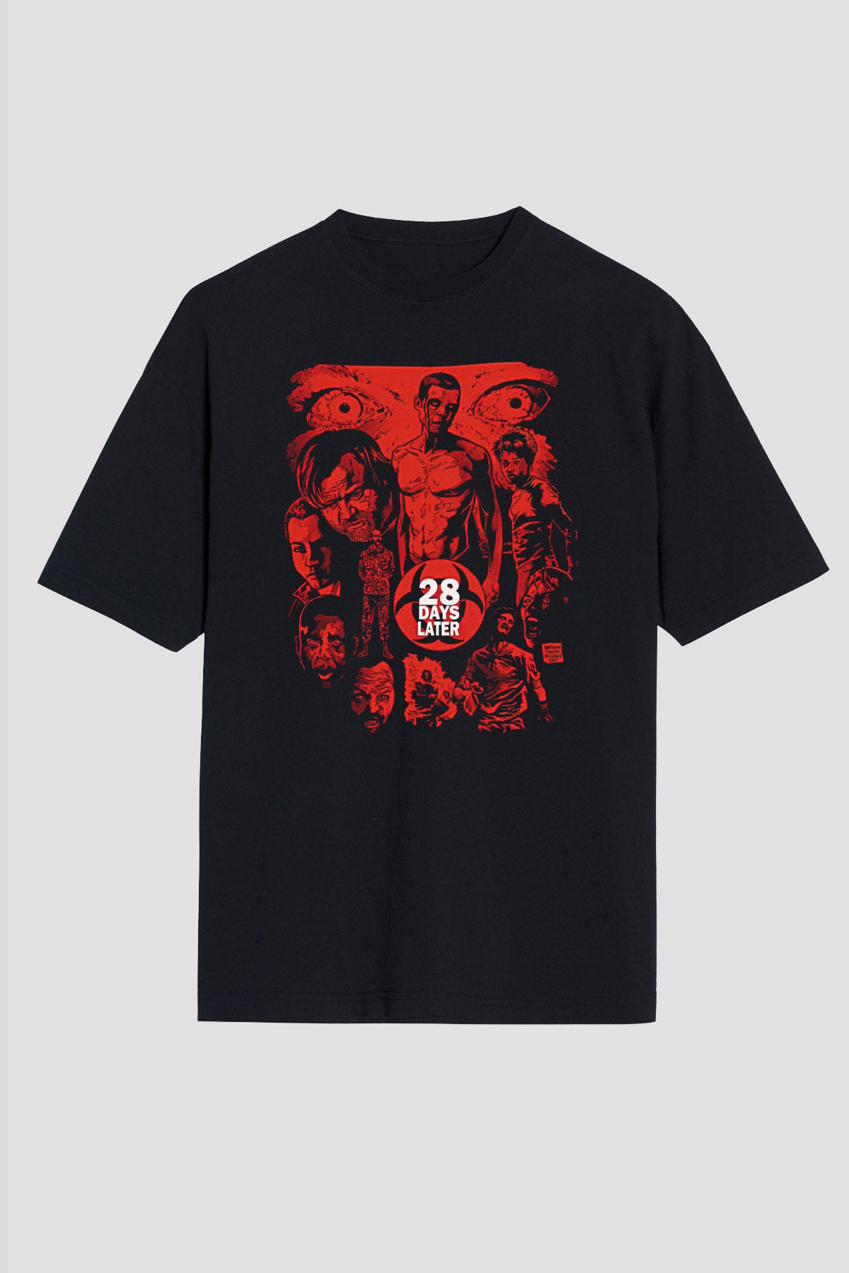 28 Days Later Baskılı Unisex Siyah Oversize Tişört - Tshirt