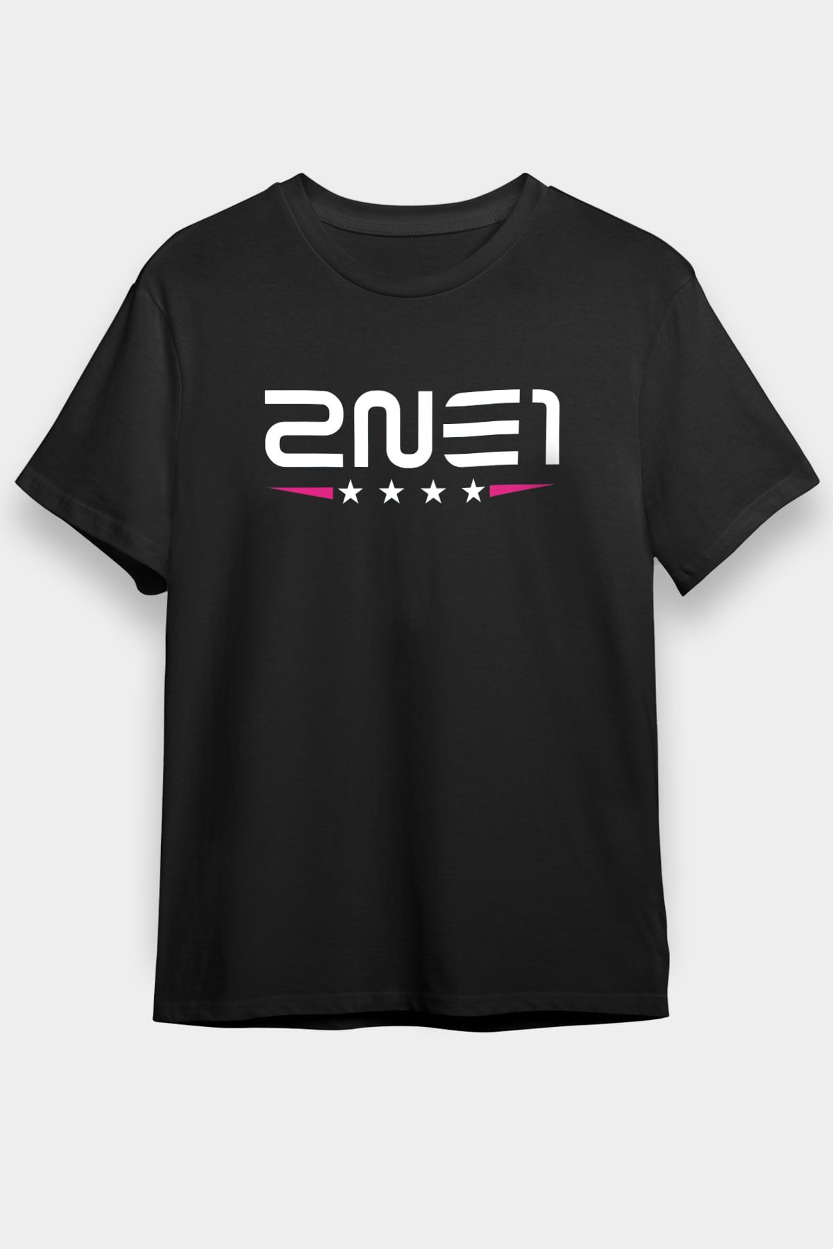 2NE1 Logolu Siyah Unisex Tişört T-Shirt - TişörtFabrikası