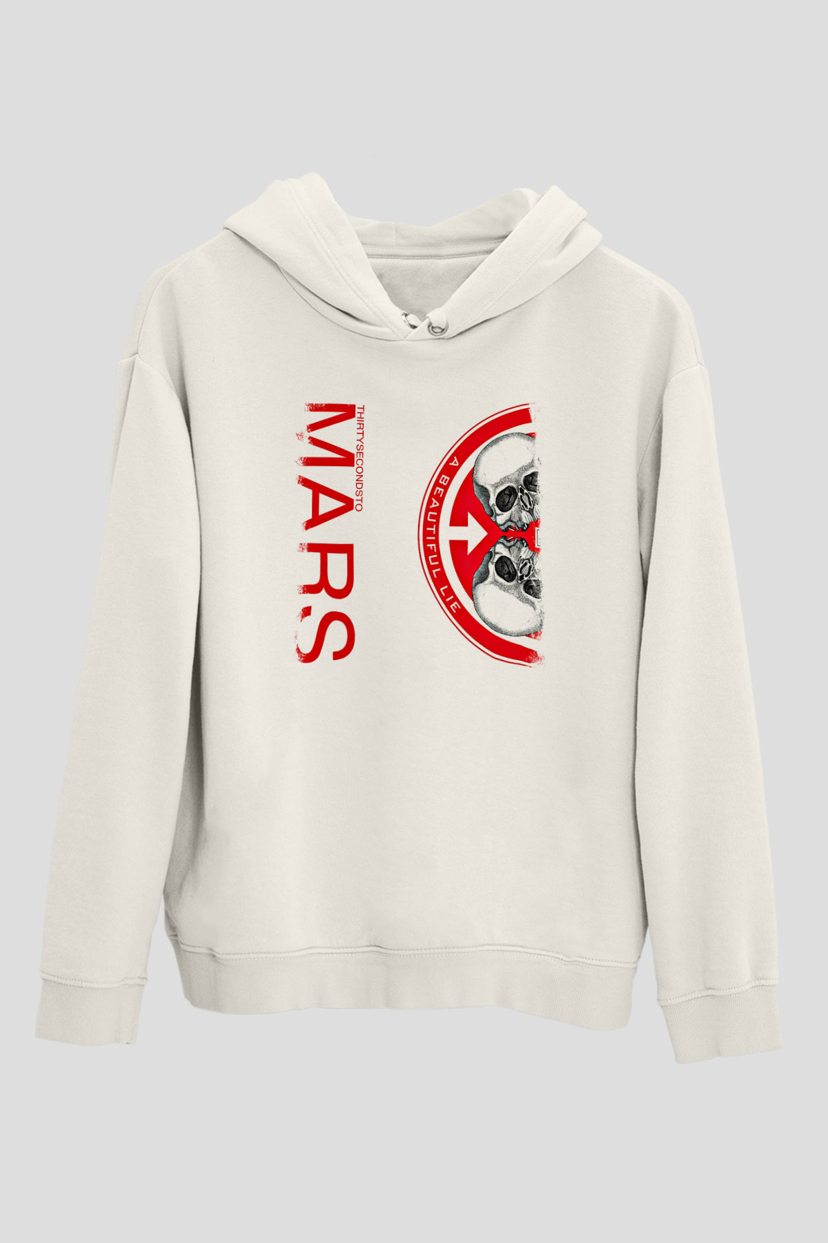 30 Seconds To Mars Baskılı Unisex Beyaz Hoodie