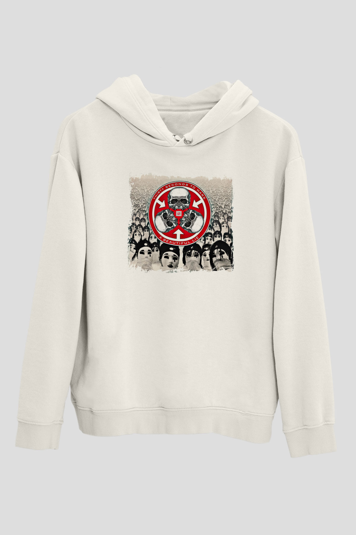 30 Seconds To Mars Baskılı Unisex Beyaz Hoodie