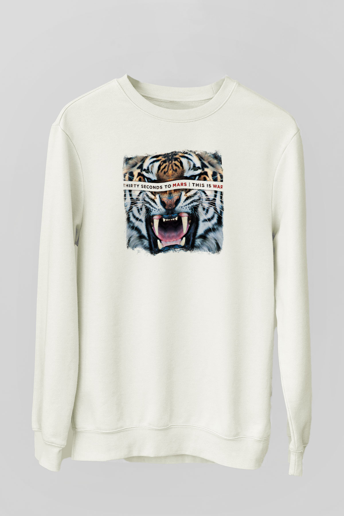 30 Seconds To Mars Baskılı Unisex Beyaz Sweatshirt