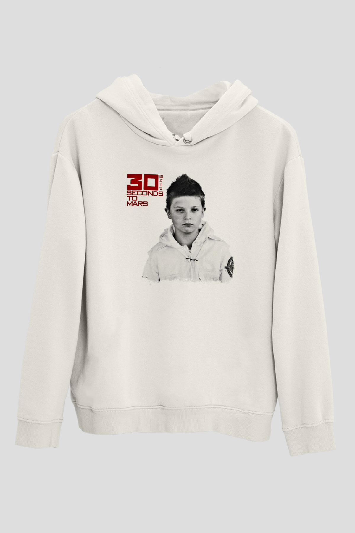 30 Seconds To Mars Baskılı Unisex Beyaz Hoodie