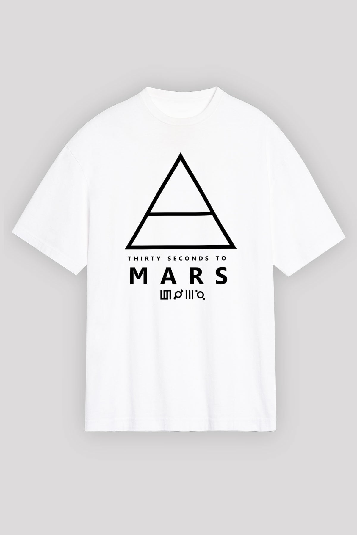 30 Seconds To Mars Baskılı Unisex Beyaz Oversize Tişört