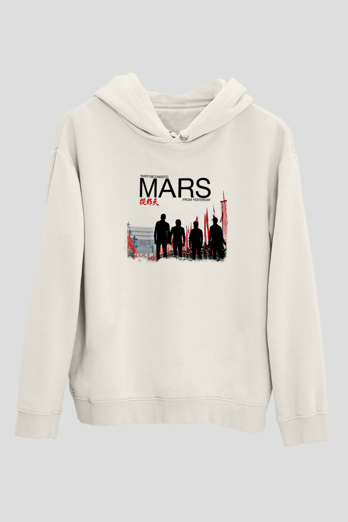 30 Seconds To Mars Baskılı Unisex Beyaz Hoodie