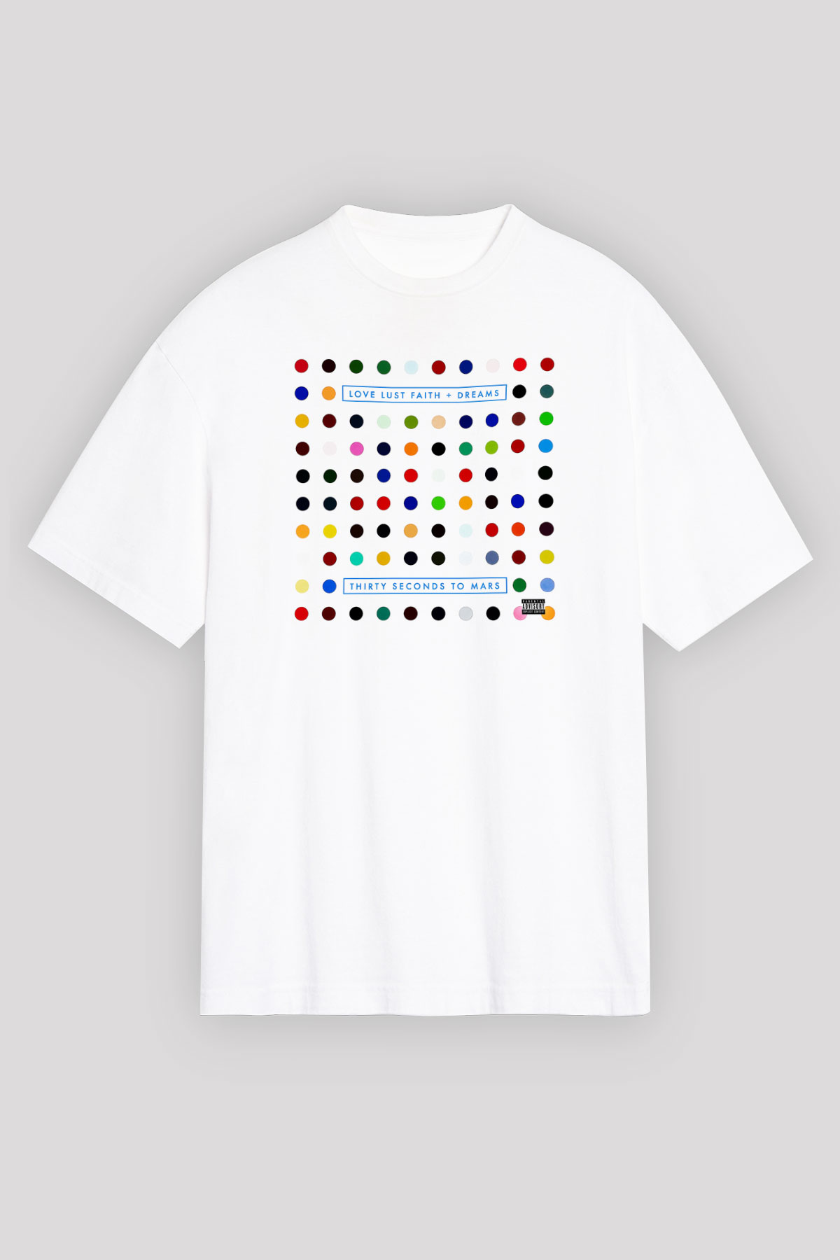 30 Seconds To Mars Baskılı Unisex Beyaz Oversize Tişört