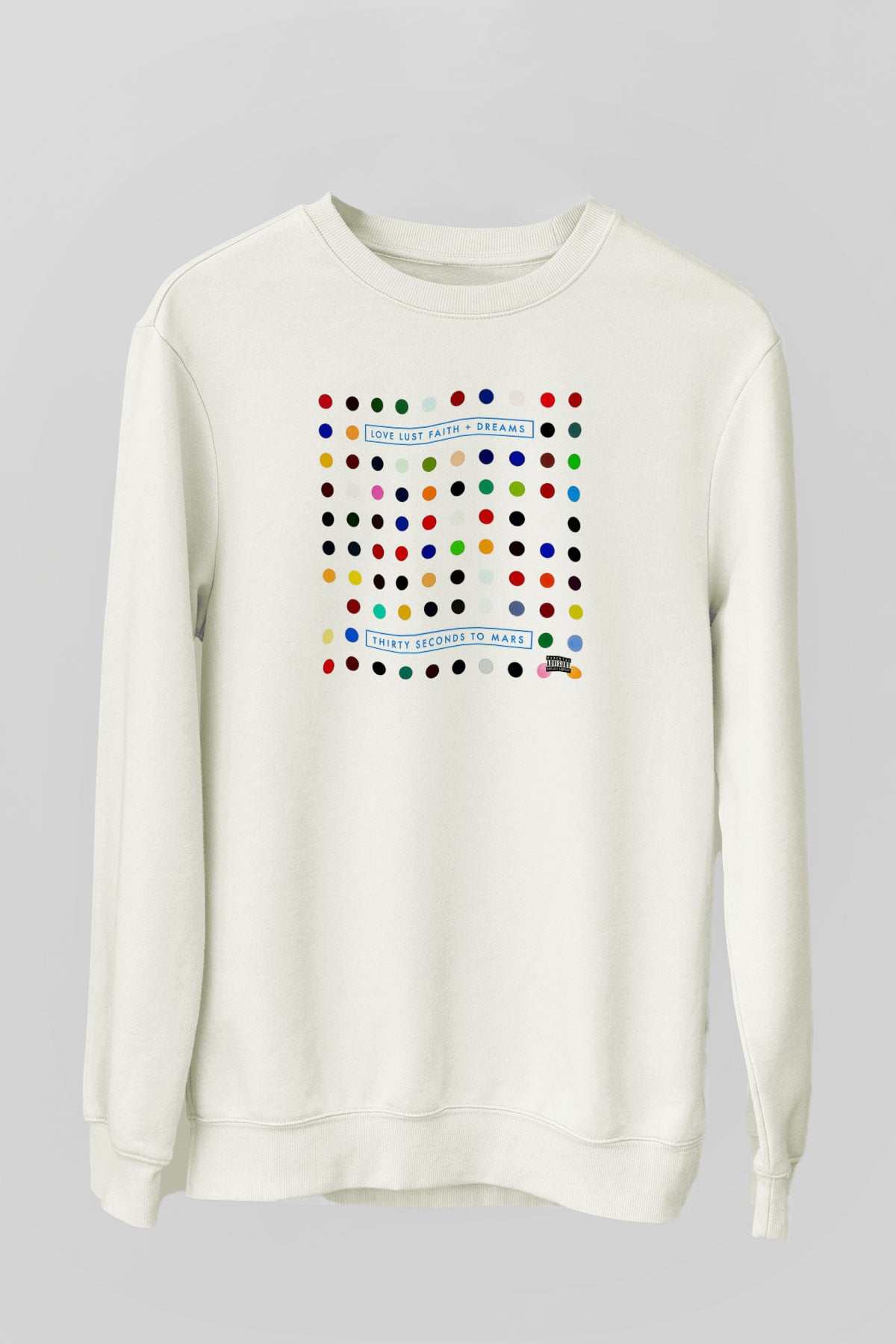 30 Seconds To Mars Baskılı Unisex Beyaz Sweatshirt