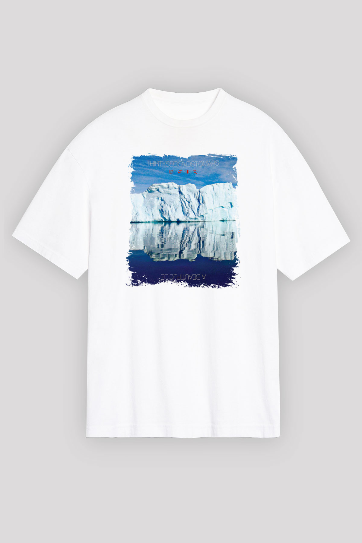 30 Seconds To Mars Baskılı Unisex Beyaz Oversize Tişört