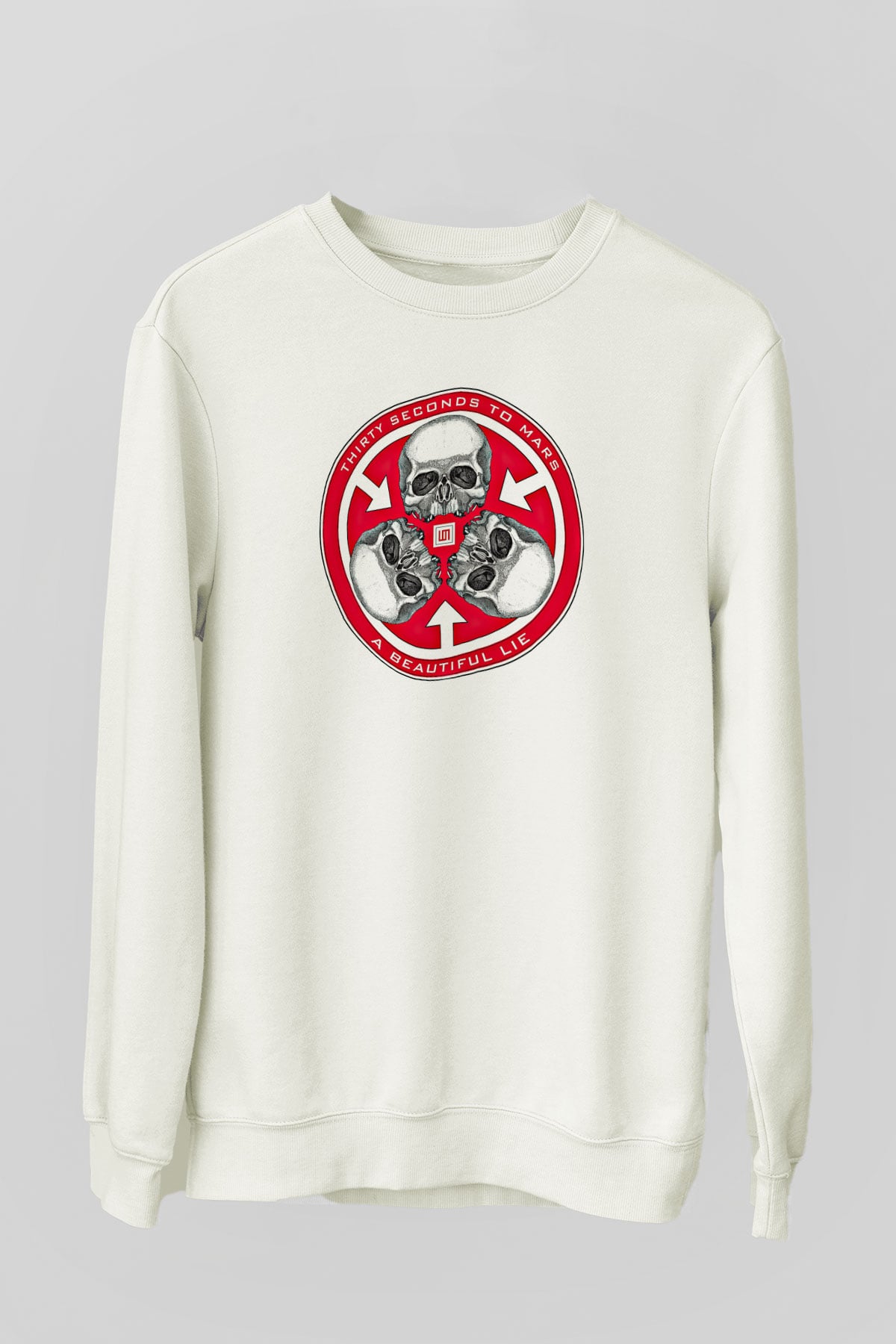 30 Seconds To Mars Baskılı Unisex Beyaz Sweatshirt