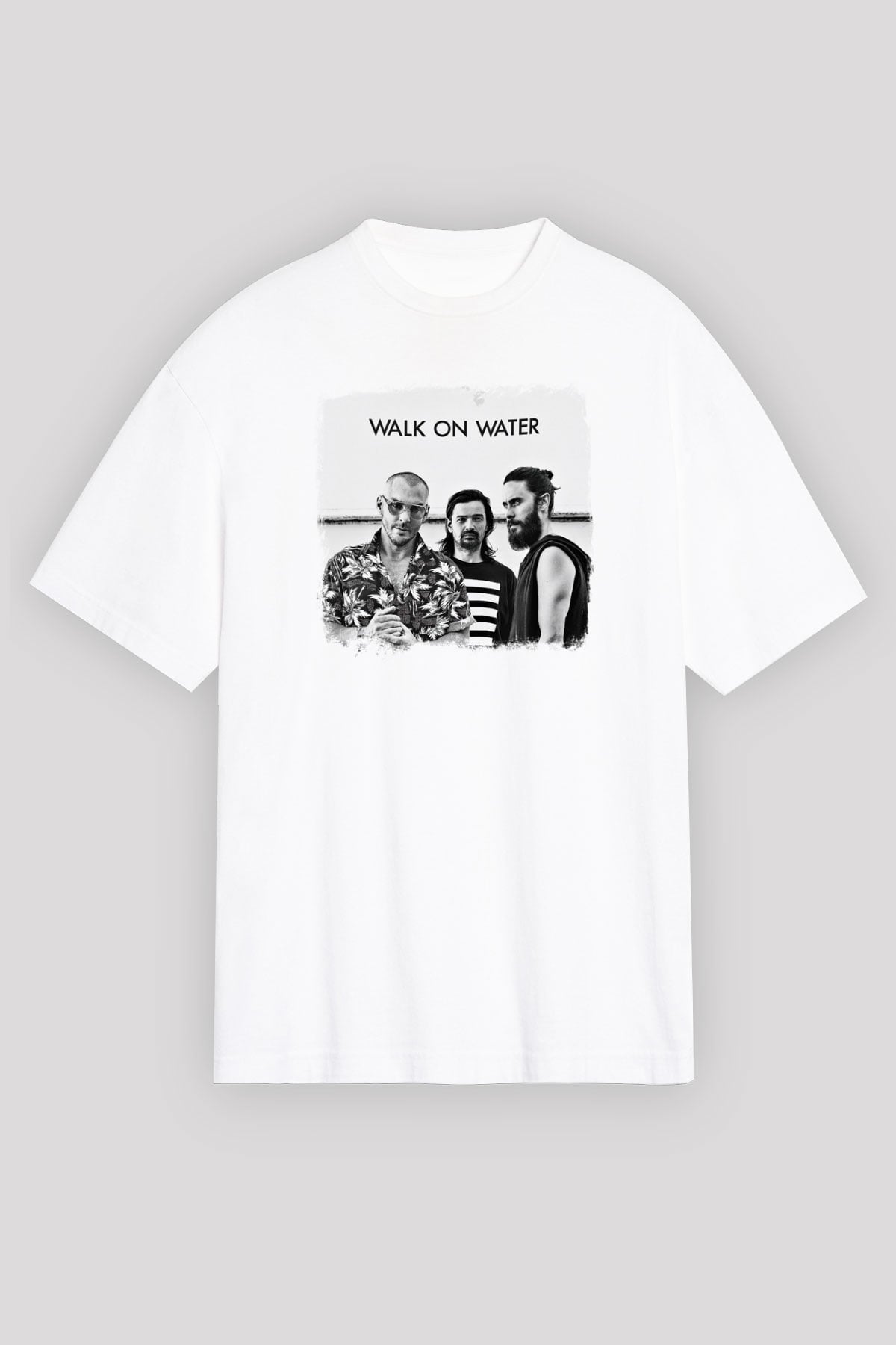 30 Seconds To Mars Baskılı Unisex Beyaz Oversize Tişört