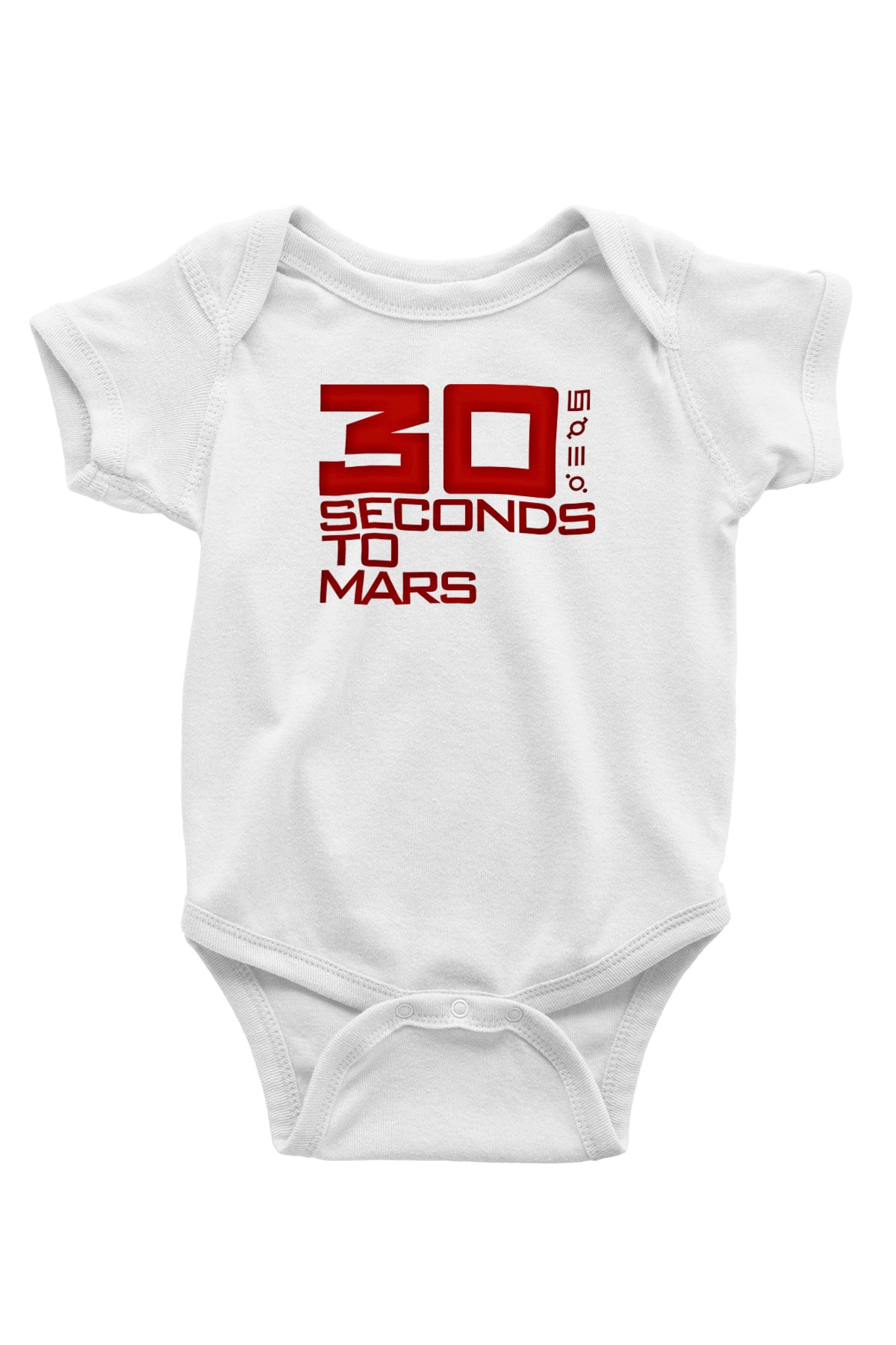 30 Seconds To Mars Baskılı Unisex Beyaz Bebek Body - Zıbın