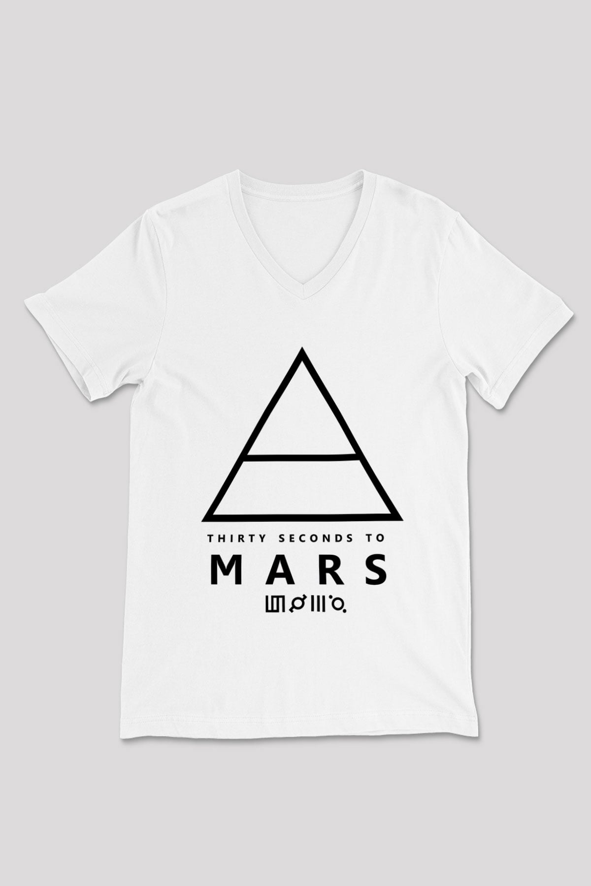 30 Seconds To Mars Baskılı Unisex Beyaz V Yaka Tişört