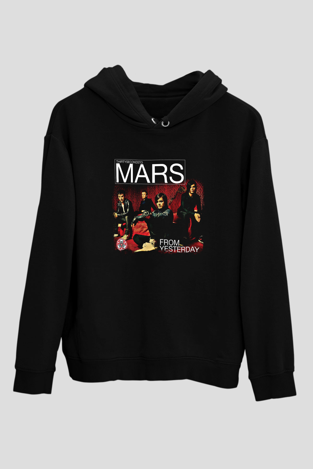 30 Seconds To Mars Baskılı Unisex Siyah Hoodie
