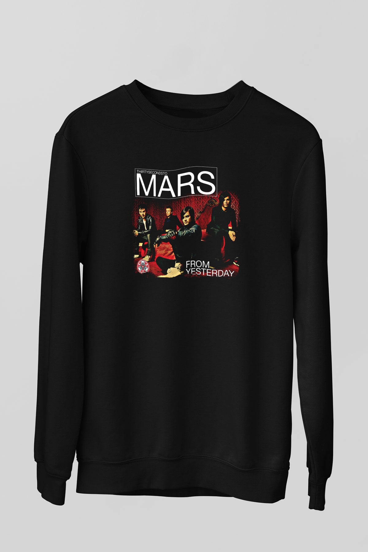 30 Seconds To Mars Baskılı Unisex Siyah Sweatshirt