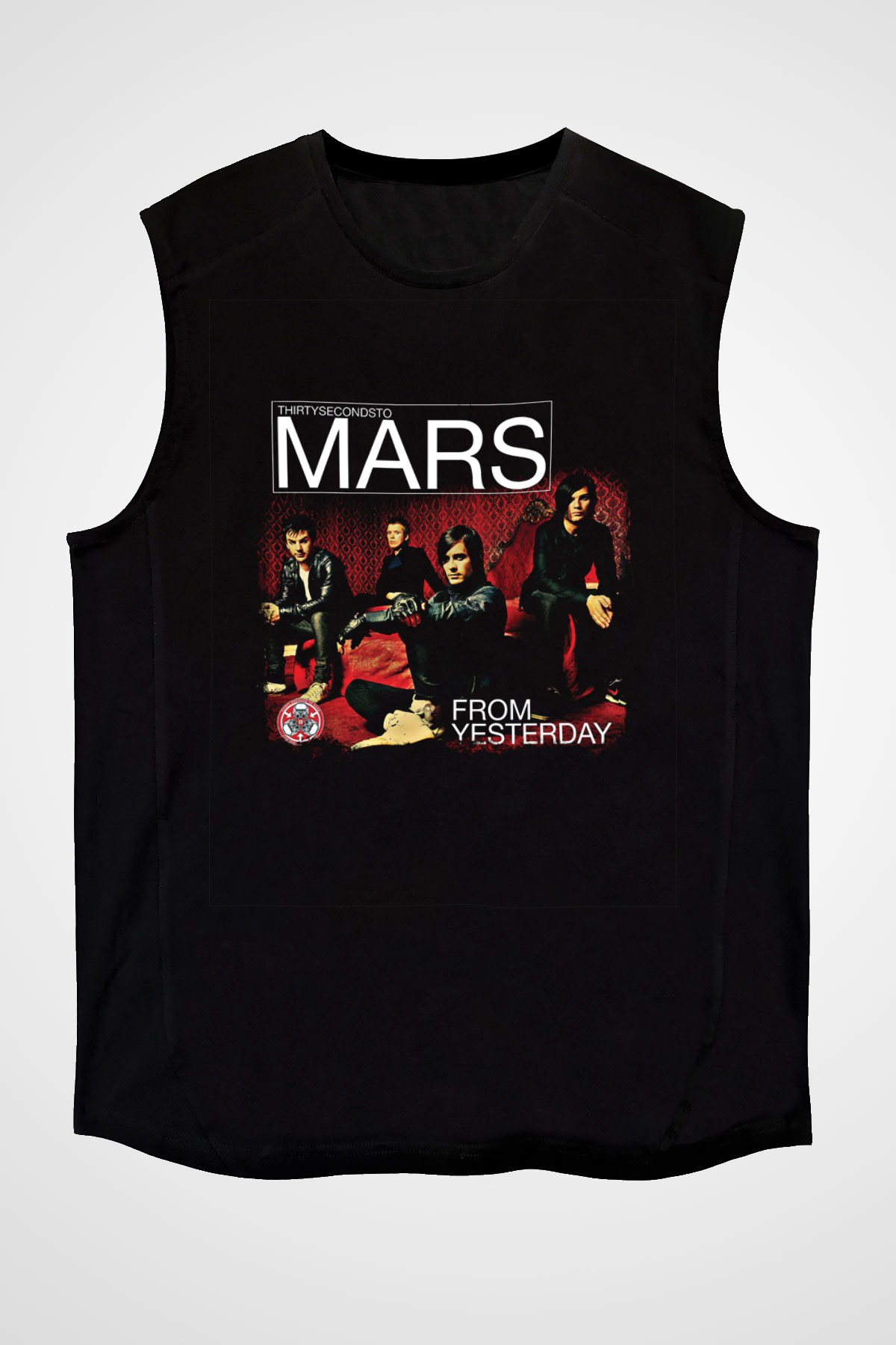 30 Seconds To Mars Baskılı Unisex Siyah Kolsuz Tişört