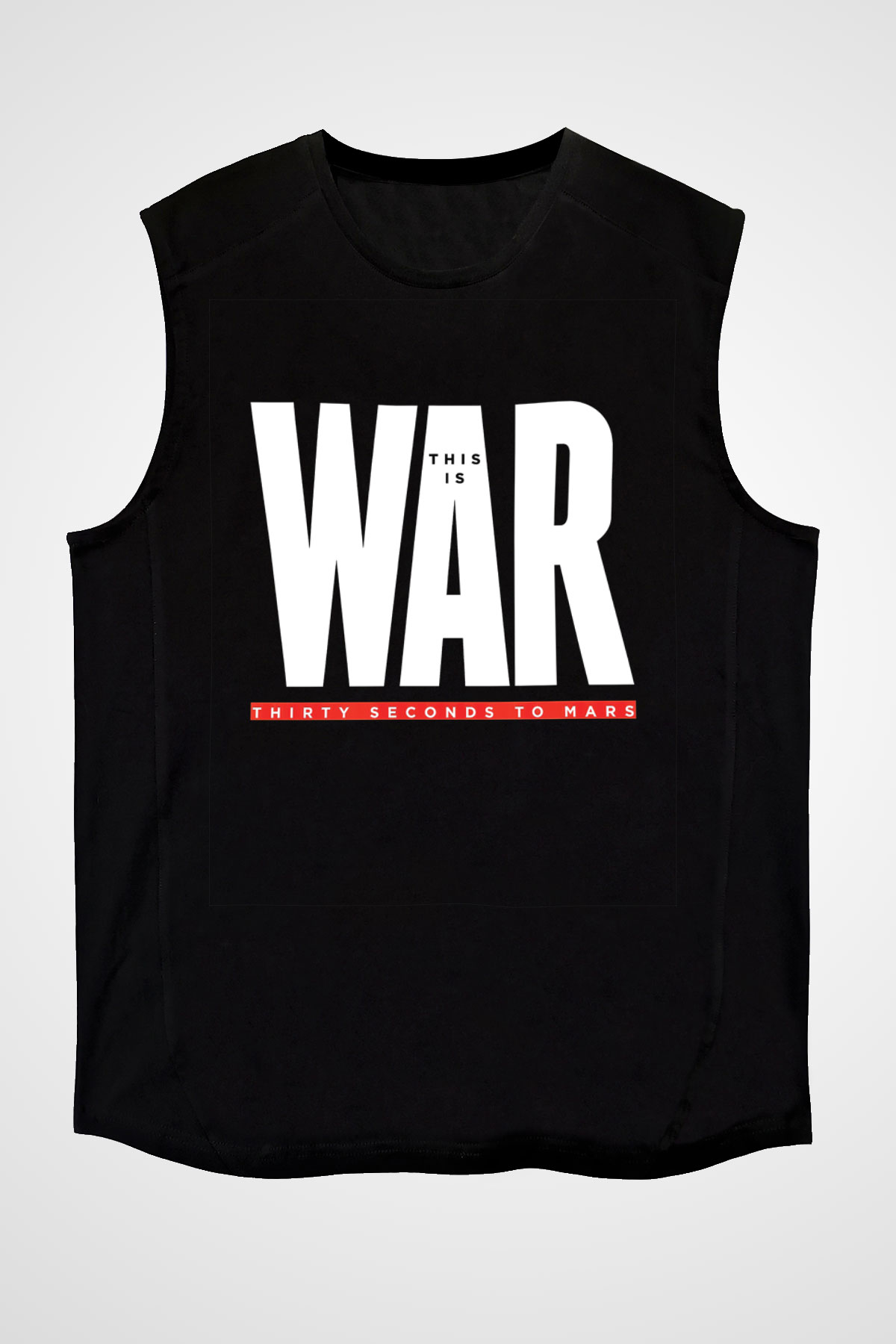 30 Seconds To Mars Baskılı Unisex Siyah Kolsuz Tişört
