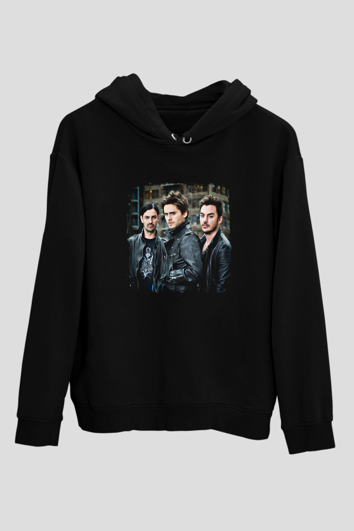 30 Seconds To Mars Baskılı Unisex Siyah Hoodie
