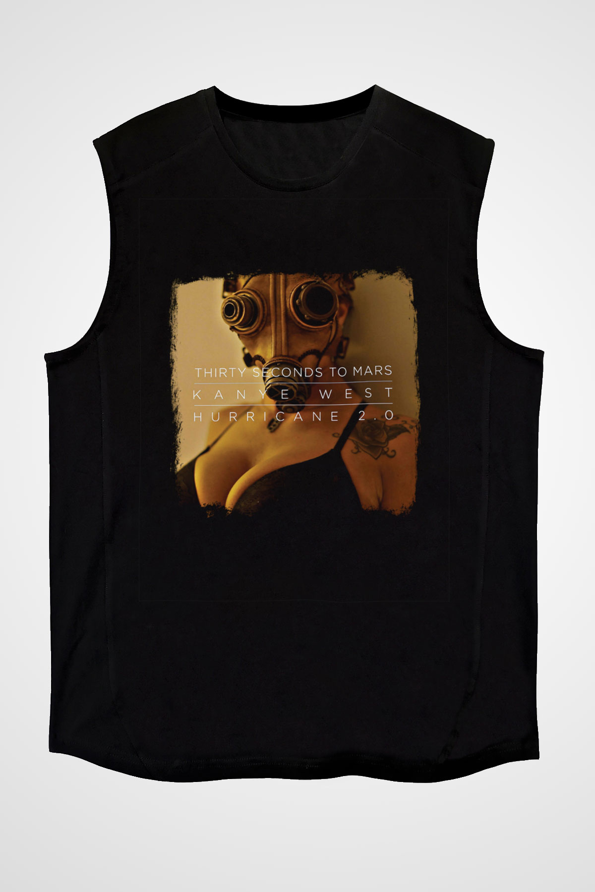 30 Seconds To Mars Baskılı Unisex Siyah Kolsuz Tişört