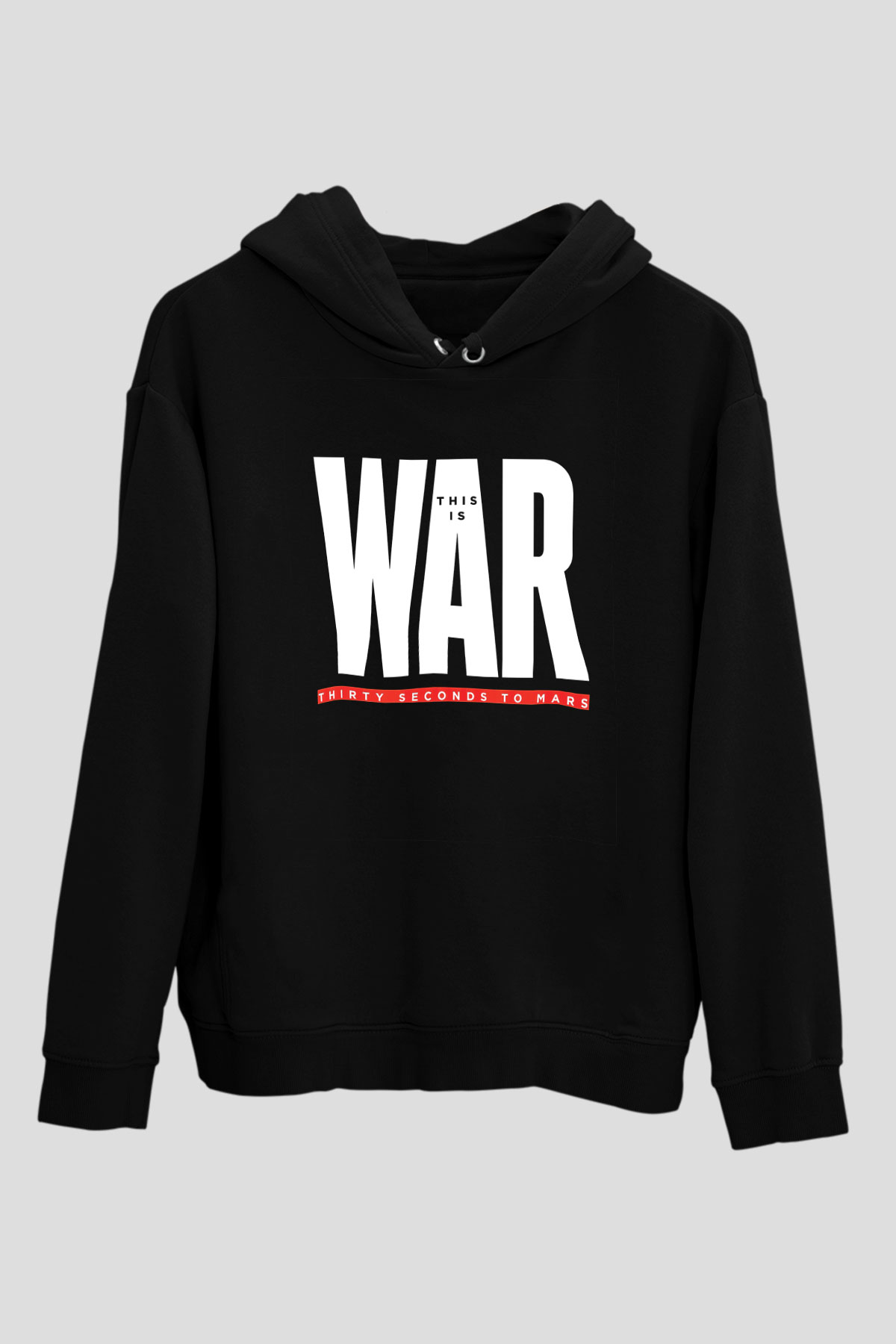 30 Seconds To Mars Baskılı Unisex Siyah Hoodie
