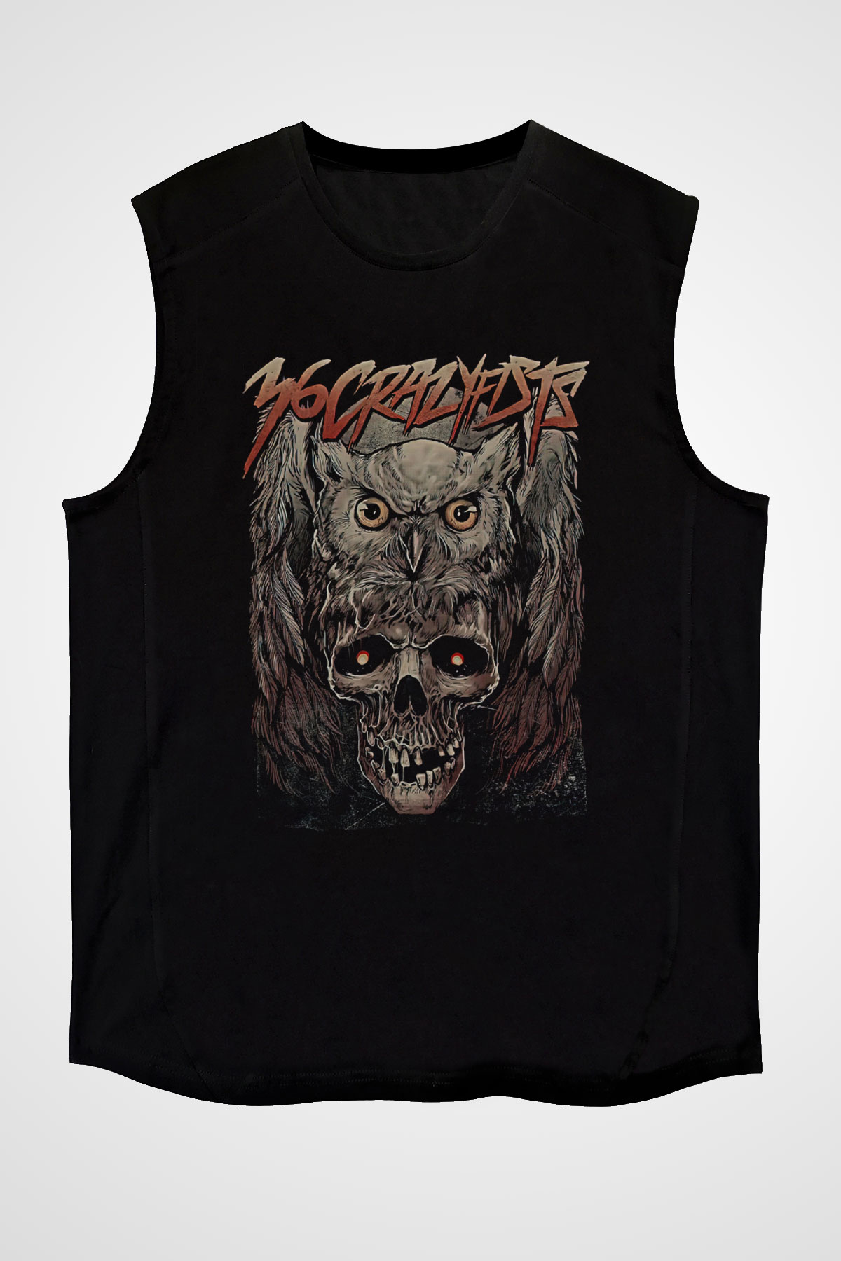 36 Crazyfists Baskılı Unisex Siyah Kolsuz Tişört - Tshirt