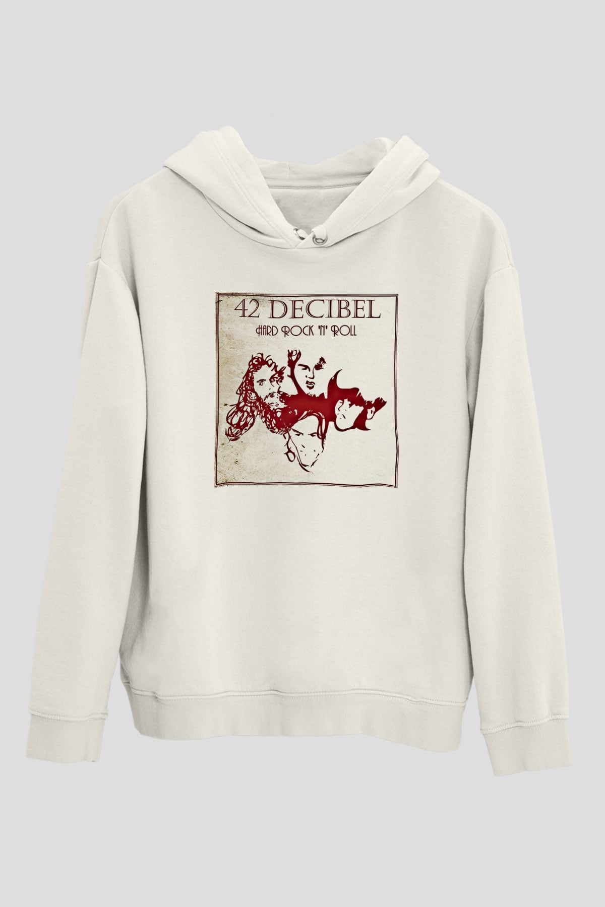 42 decibel Baskılı Unisex Beyaz Hoodie