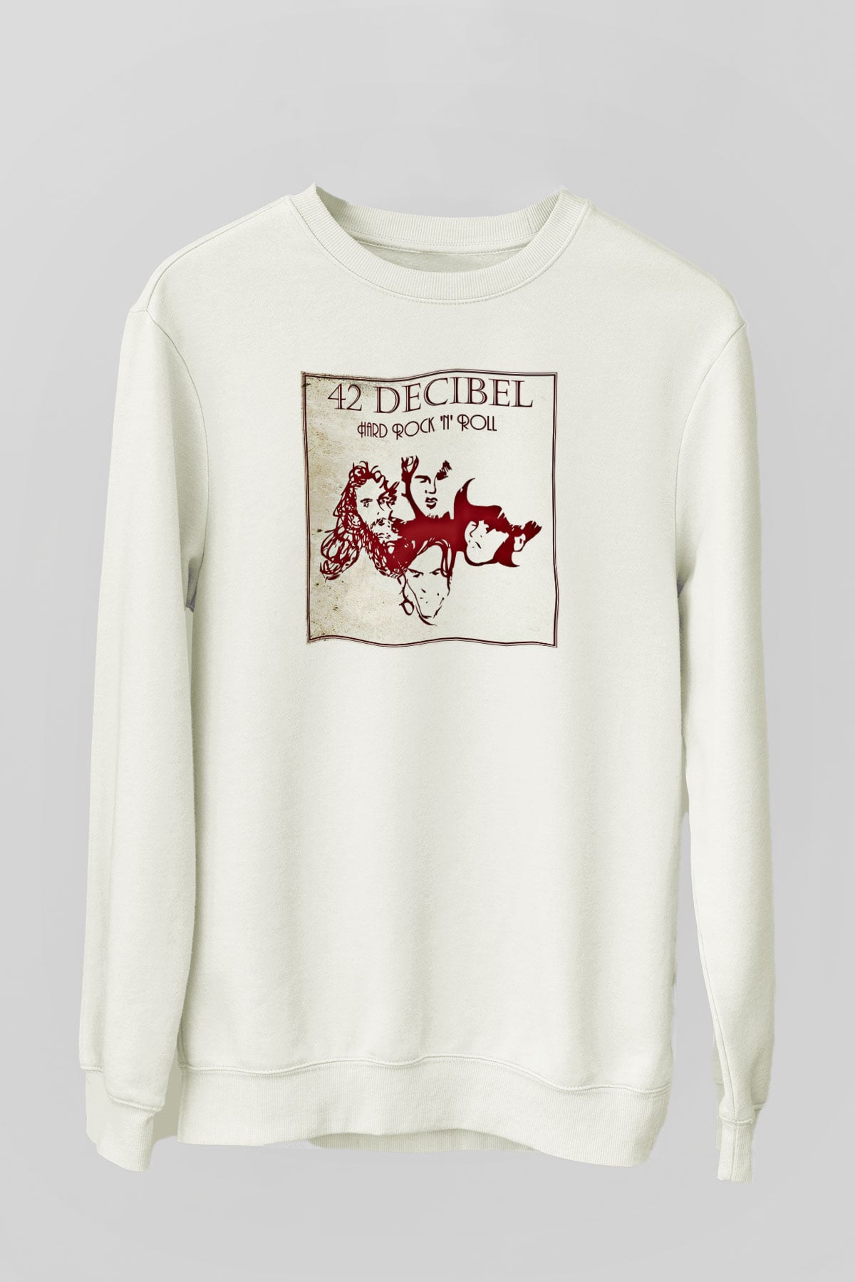 42 decibel Baskılı Unisex Beyaz Sweatshirt